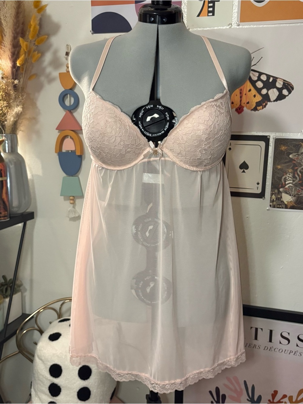 Daisy Fuentes Pink Lace Babydoll – Size Large
